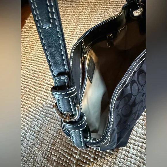 ⚜️ COACH Signature Canvas & Leather Hobo Black Excellent condition ⚜️ - Picture 11 of 16